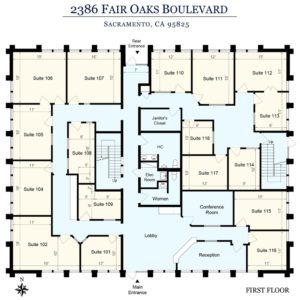Sierra Oaks Executive Offices Sacramento Floor Plan 1st Floor